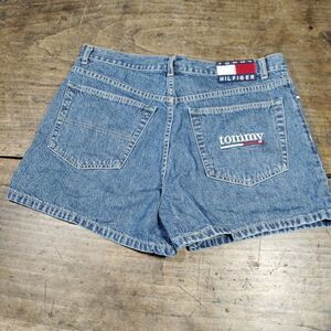 Vintage Tommy Hilfiger Shorts 15 Blue Denim High Rise Y2K Spellout Jeans